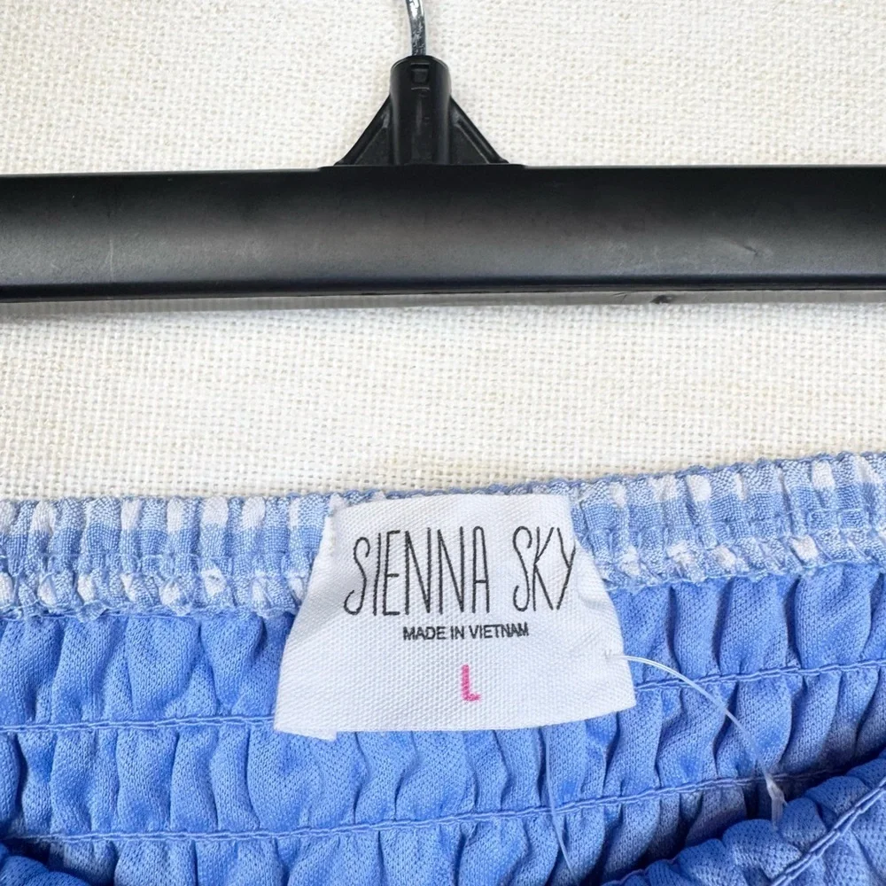 Sienna Sky Skort Womens Size L Blue White Gingham Tiered Ruffle Smocked Skirt